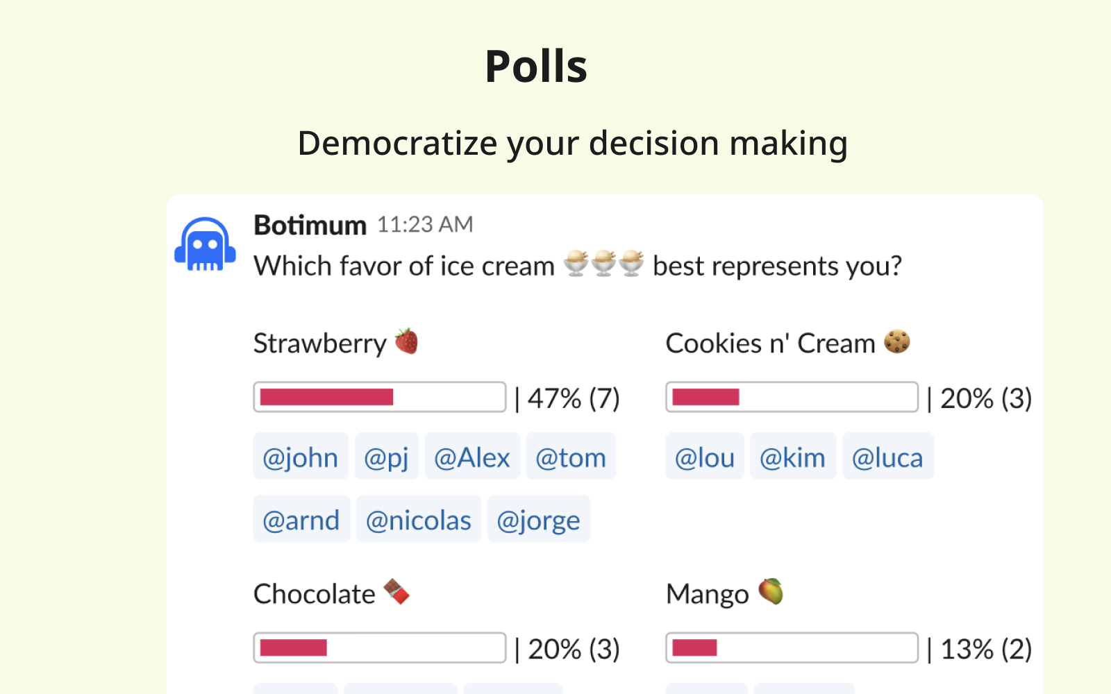 A poll with Slackbot Botimum